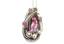 Load image into Gallery viewer, Pink Biwa Stick Pearl Pendant with Pink Tourmaline in Sterling Silver