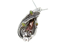 Load image into Gallery viewer, Bronze Pearl Pendant with Ethiopian Opals, Wire-Wrapped in Sterling Silver