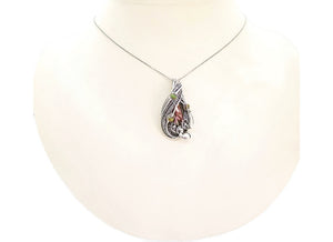 Bronze Pearl Pendant with Ethiopian Opals, Wire-Wrapped in Sterling Silver