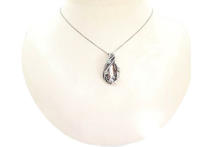 Cream Pearl Pendant with Ethiopian Opals, Wire-Wrapped in Sterling Silver