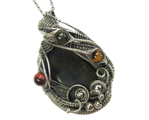 Blue Tiger Eye with Red, Golden and Blue Tiger Eye
