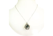 Load image into Gallery viewer, Chrome Diopside Wire-Wrapped Pendant with Ethiopian Opals