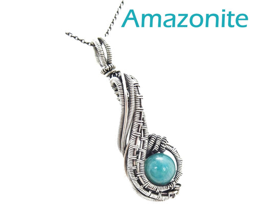 Custom Gemstone Wire-Wrapped Pendant in Sterling Silver; 