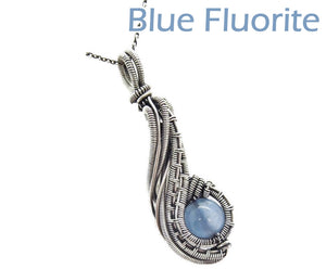 Custom Gemstone Wire-Wrapped Pendant in Sterling Silver; "Comet"