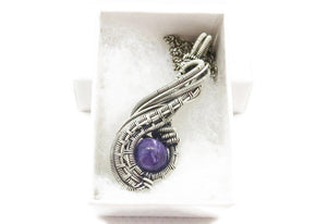 Custom Gemstone Wire-Wrapped Pendant in Sterling Silver; "Comet"