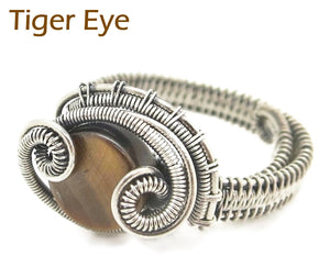 Adjustable Woven Sterling Silver Ring with Custom Gemstone; "Coriolis" - Heather Jordan Jewelry