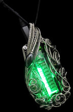 Load image into Gallery viewer, Green Sweeper Nixie Tube Steampunk/Cyberpunk Fusion LED Necklace