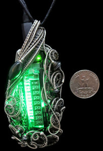 Green Sweeper Nixie Tube Steampunk/Cyberpunk Fusion LED Necklace