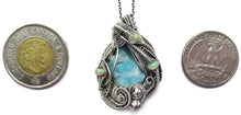 Load image into Gallery viewer, Blue Botyroidal Hemimorphite Druzy Wire-Wrapped Pendant in Sterling Silver with Ethiopian Welo Opals - Heather Jordan Jewelry