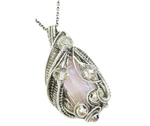 Load image into Gallery viewer, Pink Kunzite Crystal Wire-Wrapped Pendant in Sterling Silver with Morganite - Heather Jordan Jewelry