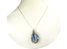 Load image into Gallery viewer, Blue Kyanite Wire-Wrapped Pendant with Rainbow Moonstone
