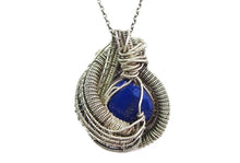 Load image into Gallery viewer, Lapis Lazuli Wire-Wrapped Pendant with Ethiopian Welo Opals