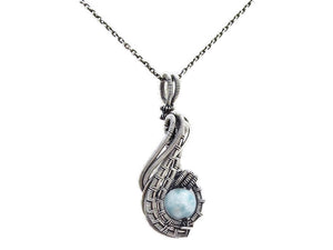 Custom Gemstone Wire-Wrapped Pendant in Sterling Silver; "Mini-Comet"
