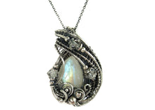 Load image into Gallery viewer, Rainbow Moonstone Pendant with Herkimer Diamonds