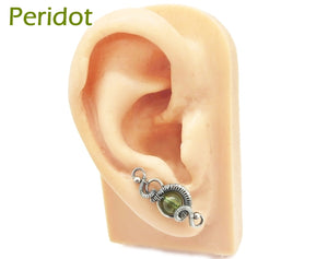 Sterling Silver "Orbit" Ear Pins with Customizable Gemstones (20 stone options)