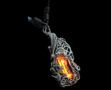 Load image into Gallery viewer, Orange Nixie Tube Cyberpunk Necklace with Upcycled Electronic and Watch Parts