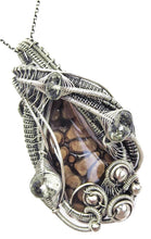 Load image into Gallery viewer, Petrified Algae Wire-Wrapped Pendant in Sterling Silver with Prasiolite