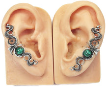 Load image into Gallery viewer, Custom Gemstone &amp; Sterling Silver Steampunk Ear Cuff; &quot;Rippling Wave&quot; Model - Heather Jordan Jewelry
