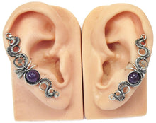 Load image into Gallery viewer, Custom Gemstone &amp; Sterling Silver Steampunk Ear Cuff; &quot;Rippling Wave&quot; Model - Heather Jordan Jewelry