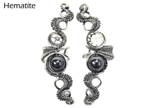 Custom Gemstone & Sterling Silver Steampunk Ear Cuff; "Rippling Wave" Model - Heather Jordan Jewelry