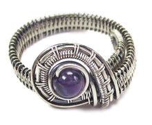 Load image into Gallery viewer, Adjustable Woven Sterling Silver Ring with Customizable Gemstone