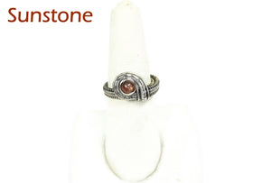 Adjustable Woven Sterling Silver Ring with Customizable Gemstone - Heather Jordan Jewelry