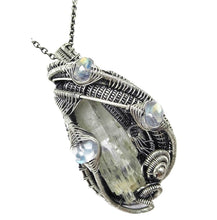 Load image into Gallery viewer, Aquamarine Crystal Wire-Wrapped Pendant in Sterling Silver with Rainbow Moonstone - Heather Jordan Jewelry