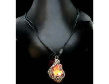 Load image into Gallery viewer, Seasonal Colors Leaf Necklace with Upcycled Electronic and Watch Parts, Steampunk/Cyberpunk Fusion
