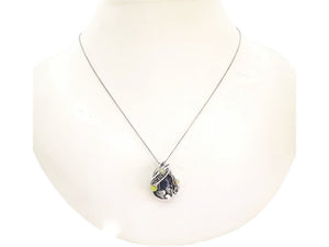 Blue Sapphire Wire-Wrapped Pendant with Ethiopian Welo Opals