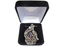 Load image into Gallery viewer, Steampunk Bismuth Crystal Pendant with Rainbow Moonstone