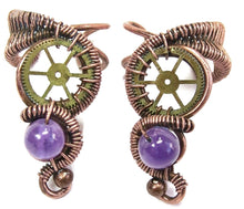 Load image into Gallery viewer, Custom Gemstone Small Bronze Steampunk Ear Cuff - Heather Jordan Jewelry