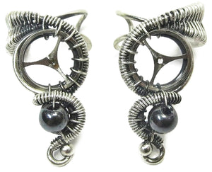 Custom Gemstone and Sterling Silver Small Steampunk Ear Cuff - Heather Jordan Jewelry