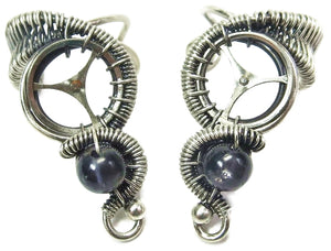 Custom Gemstone and Sterling Silver Small Steampunk Ear Cuff - Heather Jordan Jewelry