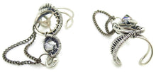 Load image into Gallery viewer, Sterling Silver Steampunk Ear Cuffs with Chain and Swarovski Crystal