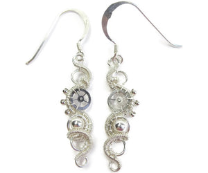 Sterling Silver Woven Steampunk Earrings - Heather Jordan Jewelry