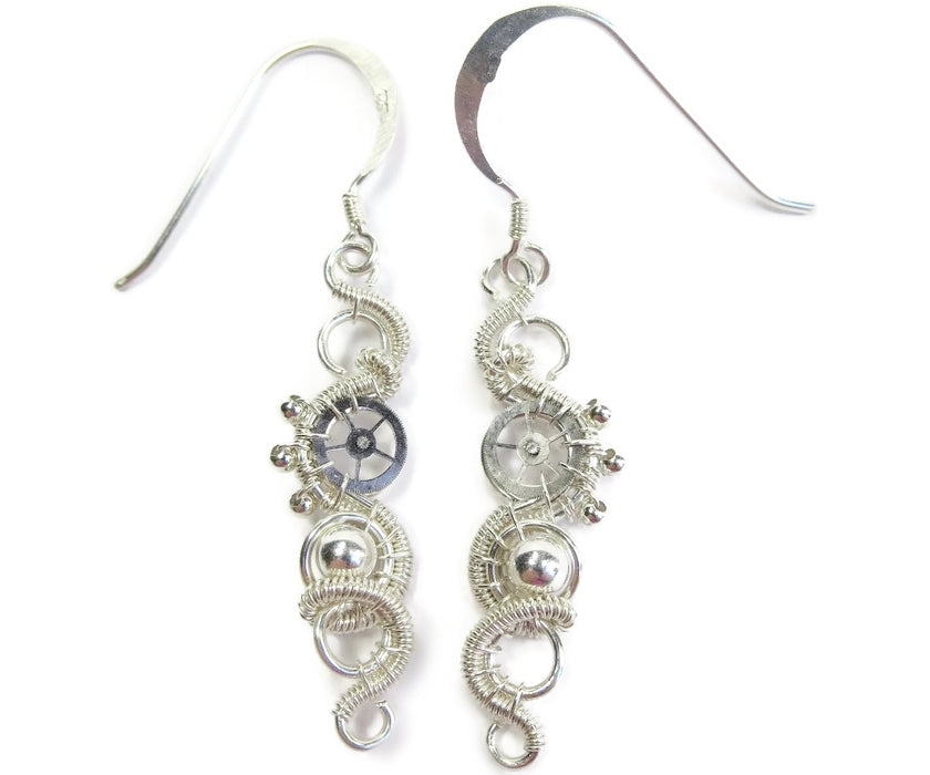 Sterling Silver Woven Steampunk Earrings - Heather Jordan Jewelry