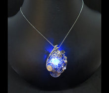 Load image into Gallery viewer, Blue Hex Nut LED Steampunk/Cyberpunk Fusion Pendant