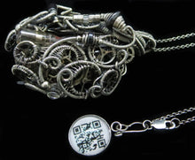 Load image into Gallery viewer, Blue Flickering Nixie Tube Steampunk-Cyberpunk Fusion Pendant