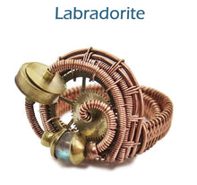 Load image into Gallery viewer, Bronze Adjustable Steampunk Ring with Custom Gemstone - Heather Jordan Jewelry