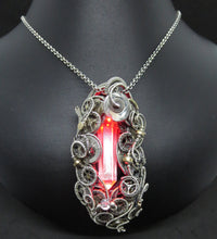 Load image into Gallery viewer, LED Resin Gem Cyberpunk Necklace with Upcycled Electronic and Watch Parts