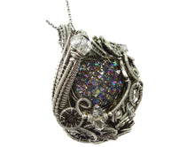 Load image into Gallery viewer, Titanium Druzy Steampunk Pendant with Herkimer Diamonds in Sterling Silver