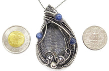 Load image into Gallery viewer, Trilobite Fossil Pendant with Blue Kyanite in Sterling Silver