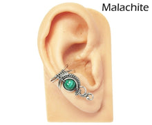 Load image into Gallery viewer, Custom Gemstone and Sterling Silver Woven Wire Ear Cuff; &quot;Woven Bezel&quot; Model - Heather Jordan Jewelry