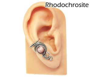 Custom Gemstone and Sterling Silver Woven Wire Ear Cuff; "Woven Bezel" Model - Heather Jordan Jewelry