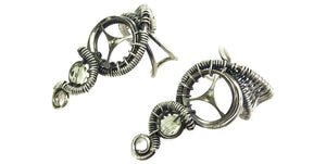 Uranium Glass & Antiqued Sterling Silver Steampunk Ear Cuff - Heather Jordan Jewelry