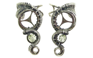 Uranium Glass & Antiqued Sterling Silver Steampunk Ear Cuff - Heather Jordan Jewelry